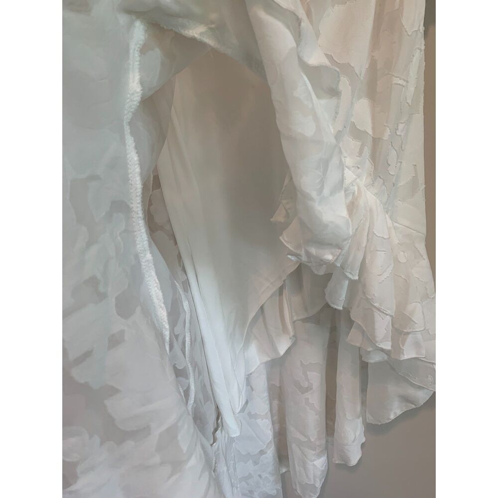 City Vibe White High Low Off Shoulder Dress‎ Floral Textured Party Wedding XL - Picture 4 of 9